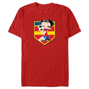 Men's Betty Boop Spain Blue Soccer Badge T-Shirt - 1 of 4