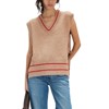 Sweater Vest for Women V Neck Sleeveless Knit Solid Casual Ribbed Preppy Pullover Tops - 2 of 4
