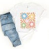 Simply Sage Market S.W.Smiley Checkered Flowers And Smiley Short Sleeve Tee - 3 of 4