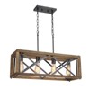 LNC Lucia Modern Farmhouse Rectangle  Kitchen Island Pendant  Lights, Matte Black and Brown Wood,3/4/5Light,24in/27.5in/32in - 3 of 4