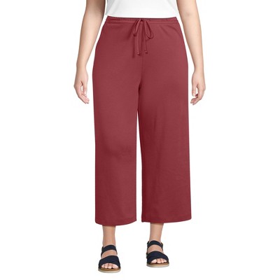 Lands' End Women's Sport Knit Pull On Drawstring Wide Leg Crop Pants