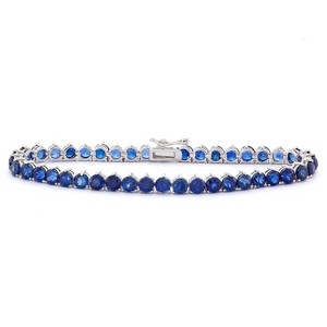Designs By Gioelli Sterling Silver Created Sapphire Tennis Bracelet - 1 of 2
