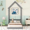 Whisen Wood Montessori Floor Bed with House-shaped Roof Headboard - 2 of 4