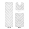 Hugo 3-Piece Bath Rug Set 100% Premium Cotton Tufted Chevron Pattern Bathmats for Bathroom, Super Soft Absorbent Machine Washable - 2 of 4