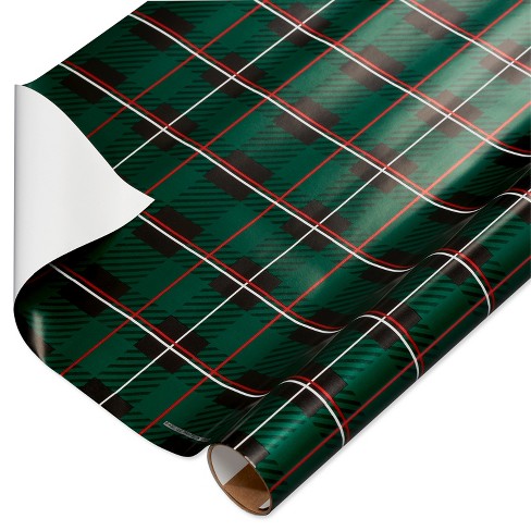 20 sq ft Green Tartan Plaid Foil Christmas Wrapping Paper