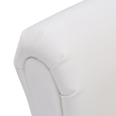 White Faux Leather Kids Armchair with Ottoman and Wood Frame