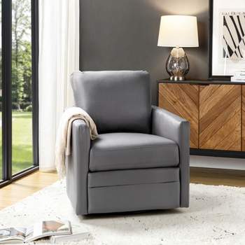 Hugo  Fall  Transitional  Wooden Upholstered Swivel Chair with metal base  for Bedroom and Living Room Deal of the day | ARTFUL LIVING DESIGN