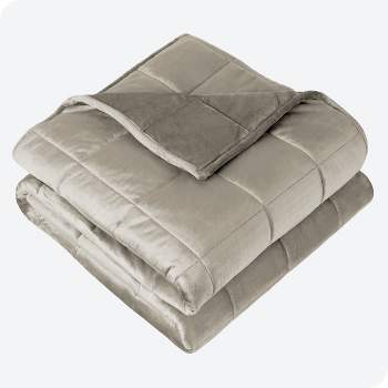 25 lb 80" x 87" Weighted Blanket Minky Fleece Taupe by Bare Home