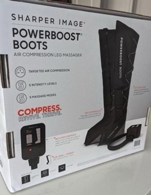 Sharper Image - Powerboost Boots, Air Compression Leg Massager - Black