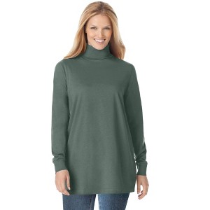 Woman Within Plus Size Perfect Long-Sleeve Turtleneck Tee - 1 of 4