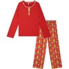 cheibear Christmas Family Long Sleeve Top and Tree Print Pants Pajama Sets Red - 2 of 4