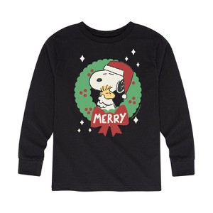 Boys' - Peanuts - Happy Holidays Long Sleeve Graphic T-Shirt - 1 of 4