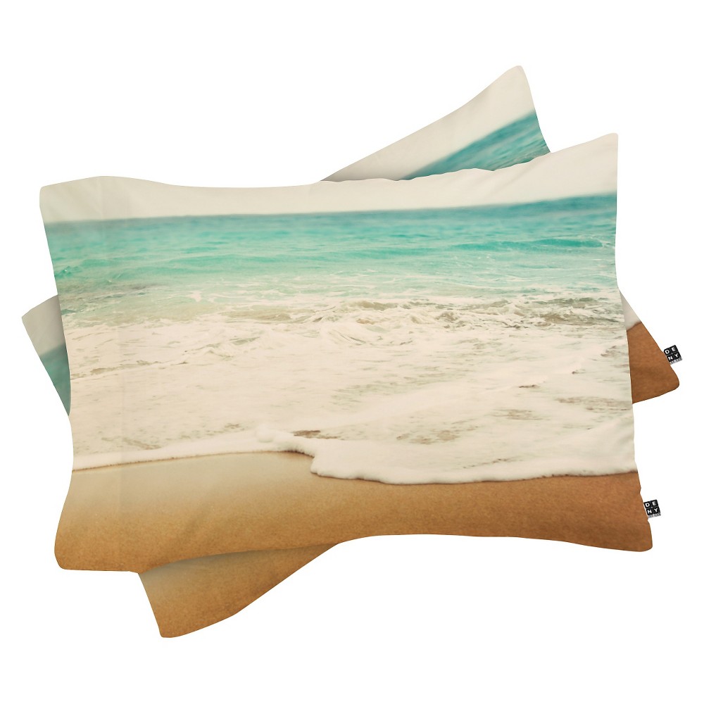 Photos - Bed Linen Bree Madden Ombre Beach Pillow Sham  Blue Ocean 1 pc - Deny Designs: Microfiber, Machine Washable, No Flange(Standard)