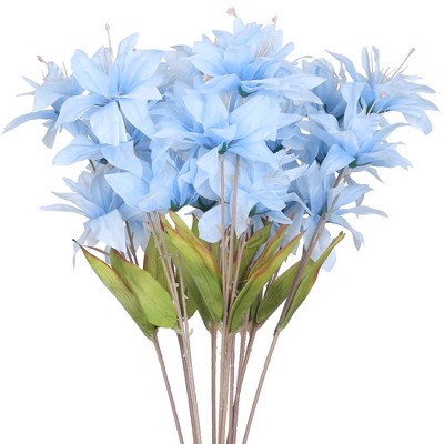 REGALWOVEN Real Touch Long Stem Artificial 3 Heads Lilies Flower 25.6" 10 Pcs