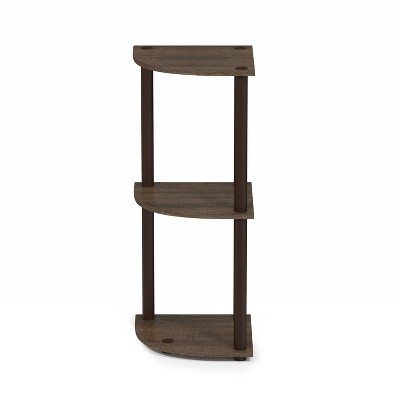 Walnut Brown 3-Tier Corner Ladder Bookcase