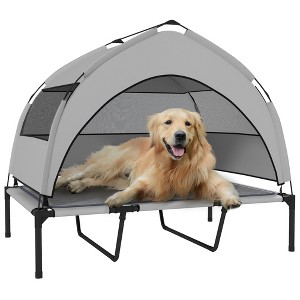 PawHut Elevated Dog Bed, Portable Raised Pet Bed with Removable Canopy, Cooling Pad, Storage Bag, Outside Pet Cot for Large Dogs - 1 of 4