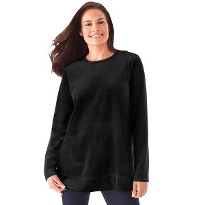 Woman Within Women's Plus Size Plush Velour Tunic Sweatshirt - 1 of 4