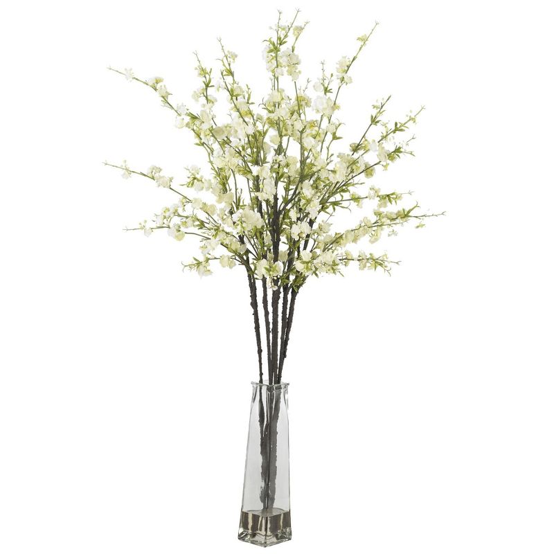 Nearly Natural 38-in Cherry Blossoms with Vase Silk Flower Arrangement, 2 of 3