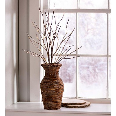 Plow & Hearth Indoor/Outdoor Lighted Birch Branches, Set of 2 Brown