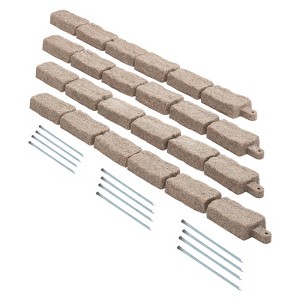VEVOR Faux Stone Landscape Edging, 46.4 x 2.2 in Realistic Lawn Edging, Flexible Brick-Sized Garden Edging Border with Anchoring Spikes, Beige - 1 of 4