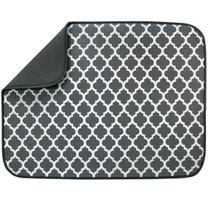 Attop Absorbent, Reversible XL Microfiber Dish Drying Mat for Kitchen, 18 Inch x 24 Inch, Pewter Gray Trellis - 1 of 4