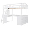 Full Size Wooden Loft Bed with U-shaped Desk and Tri-fold Mirror - 4 of 4