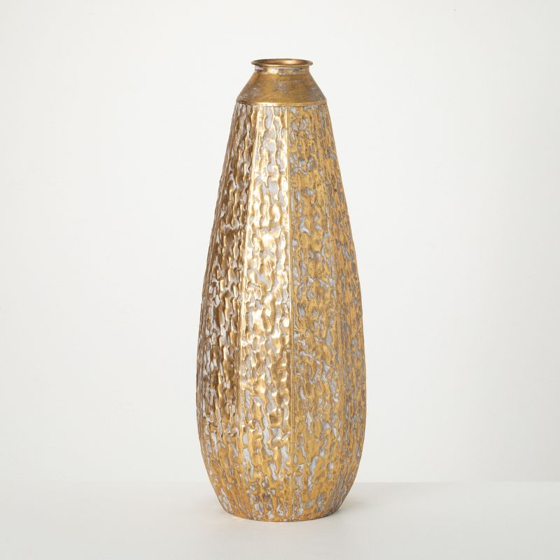 27.5"H Sullivans Gilded Hammered Tall Vase, Gold, 1 of 6