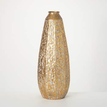 27.5"H Sullivans Gilded Hammered Tall Vase, Gold