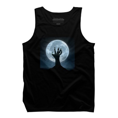 Men's Design By Humans Halloween! Zombie Hand Reaching from Grave T-Shirt By EBCD Tank Top