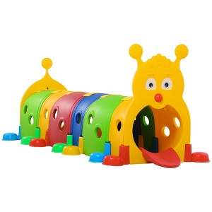 Qaba Kids Caterpillar Tunnel Outdoor Indoor Climb-N-Crawl Play Equipment for 3-6 Years Old, 6 Sections, for Daycare, Preschool, Playground - 1 of 4