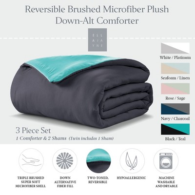 Reversible Brushed Microfiber Plush Down-Alternative Comforter Set