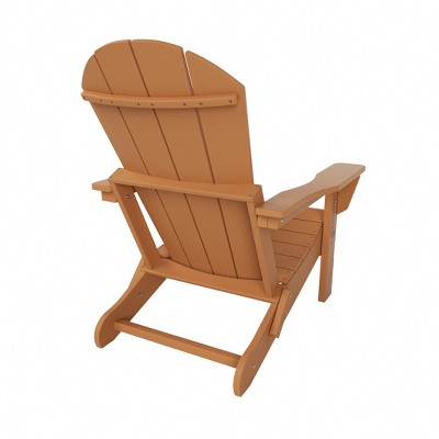 Teak HDPE Folding Adirondack Chair with Wide Armrests