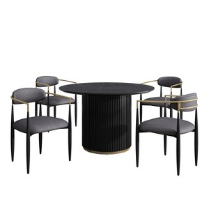 Christopher Knight Home Dalenor 5 Pieces Iron Frame Dining Set with Round Pedestal Table - 1 of 4