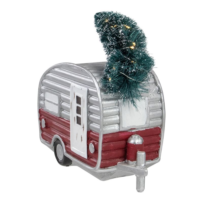 Northlight 8.5" LED Lighted Camper with Pine Bough Christmas Decoration, 4 of 5