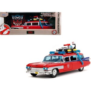 1959 Cadillac Ambulance Ecto-1 Red "Transformers" TV - "Ghostbusters" (1984) Movie Crossover1/24 Diecast Model Car by Jada - 1 of 4
