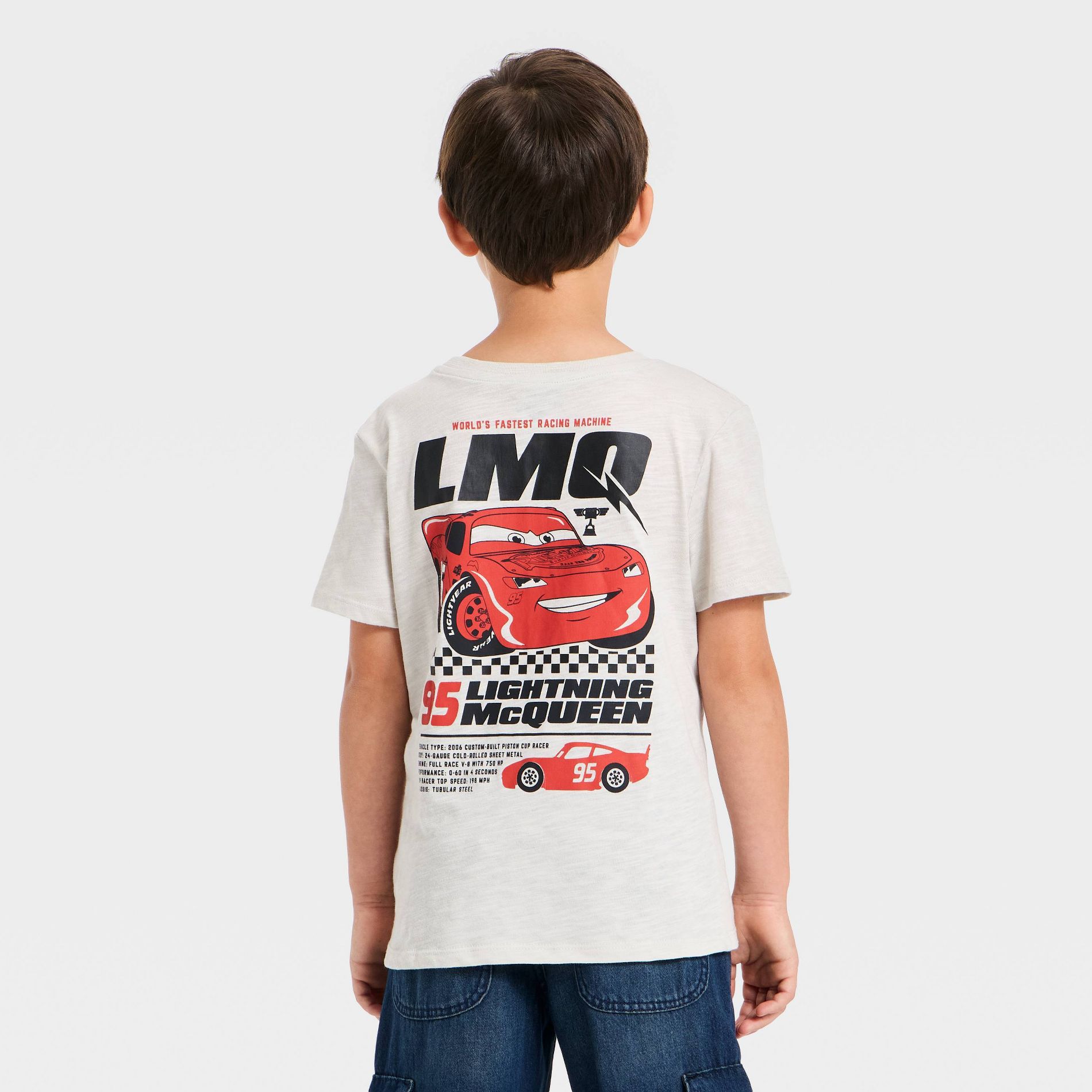 Boys' Disney Lightning McQueen Front and Back Short Sleeve Graphic T-Shirt - Beige