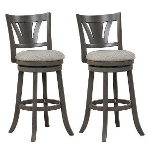 Tangkula 30.5" Swivel Bar Stool Set of 2 Bar Height w/ Curved Backrest & Rubber Wood Legs - 1 of 4