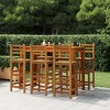 vidaXL Bar Stool Set of 6 Brown Solid Acacia wood Tall Footrest - 2 of 4