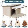 Acekool Outdoor Dog House with Porch, Cedar Wood Pet House, Double-Sided Transparent PC Roof, - 3 of 4