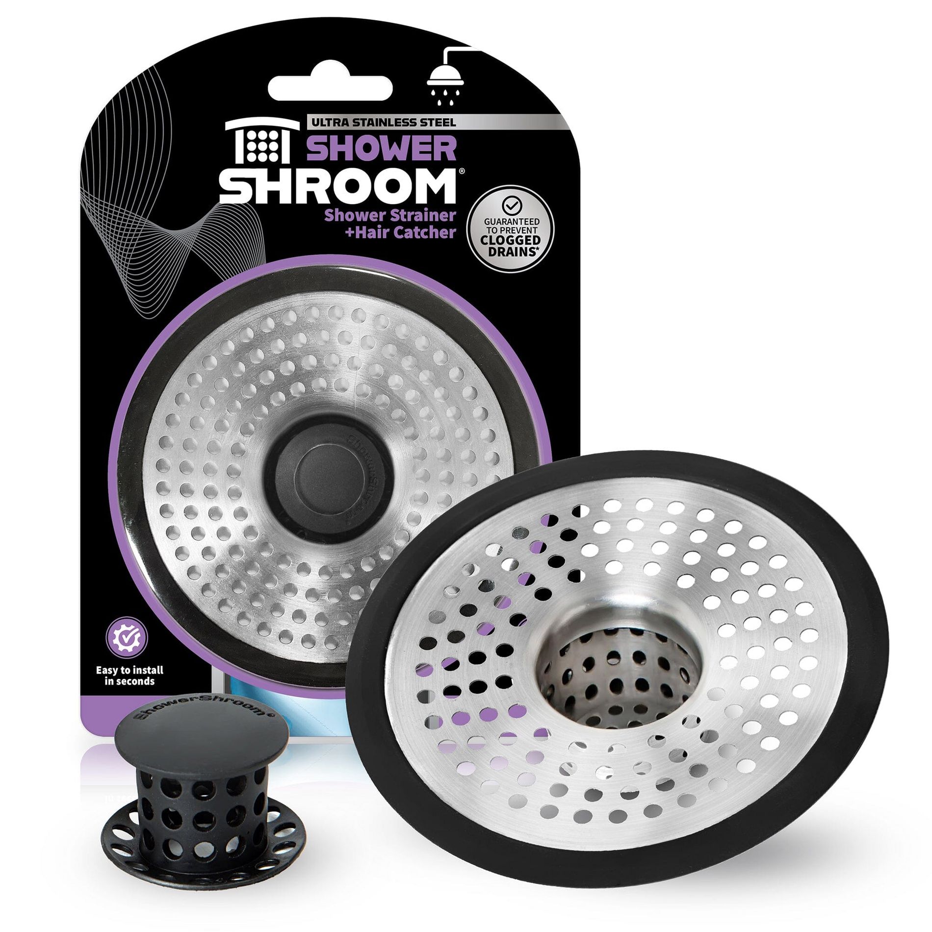 ShowerShroom (Ultra Edition) Strainer That Prevents Clogged Shower Stall Drains from TubShroom