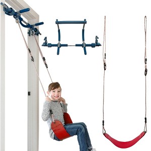 Gym1 2-Piece Doorway Gym for Kids, Includes Door Sensory Swing, Indoor Pull-Up Bar for Adults, Holds Up to 300 Lbs, Red - 1 of 4