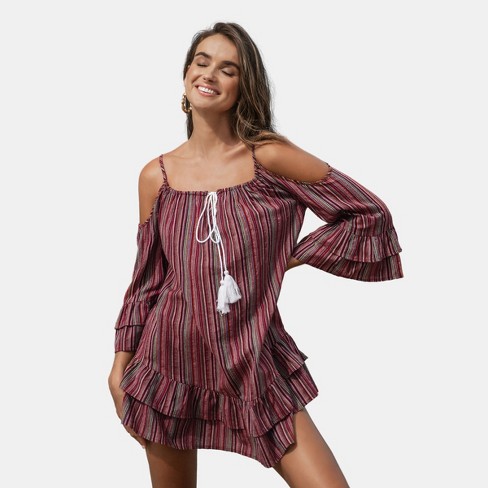 Cold shoulder clearance tassel dress