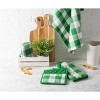 3pk Cotton Buffalo Check Dishtowels Green - Design Imports
