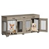 71" Large Dog Crate for 2 Dogs, Wooden Double Dog Crate with 3 Drawers - 3 of 4