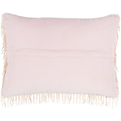 Blush Pink Beaded Tassels Lumbar Throw Pillow 10" x 14"