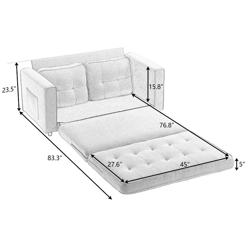 Convertible Folding Futon Sofa Bed, Dark Gray - ModernLuxe, 4 of 13