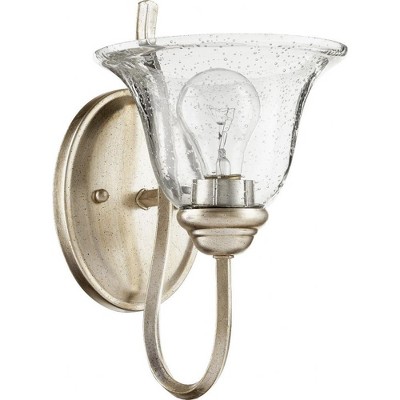 Quorum Lighting Spencer Glass Wall Sconce, 1 Light, Aged Silver Leaf