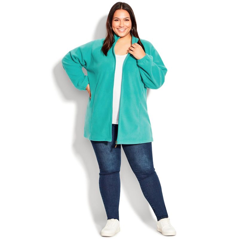 Women's Plus Size Polar Fleece Zip Jacket - jade | AVENUE, 5 of 9