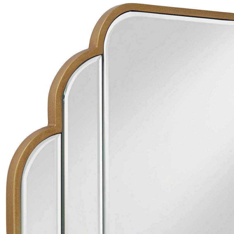 Noble Park Symphony Rectangular Vanity Accent Wall Mirror Modern Beveled Scalloped Edge Matte Brush Gold Frame 23 1/2" Wide for Bathroom Bedroom House, 3 of 10