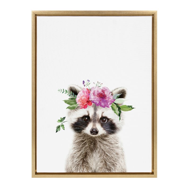 Kate & Laurel All Things Decor 18"x24" Sylvie Flower Crown Raccoon Framed Wall Art by Amy Peterson Art Studio, 2 of 7